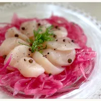 薄切り玉ねぎドレッシング de ホタテのカルパッチョ𓈒◌𓐍𓈒°𓈒◌𓐍𓈒