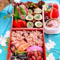 2025/05/30 赤飯と山菜肉巻きのお弁当