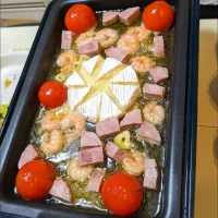 ホットプレートでカマンベールアヒージョ|あひとさん