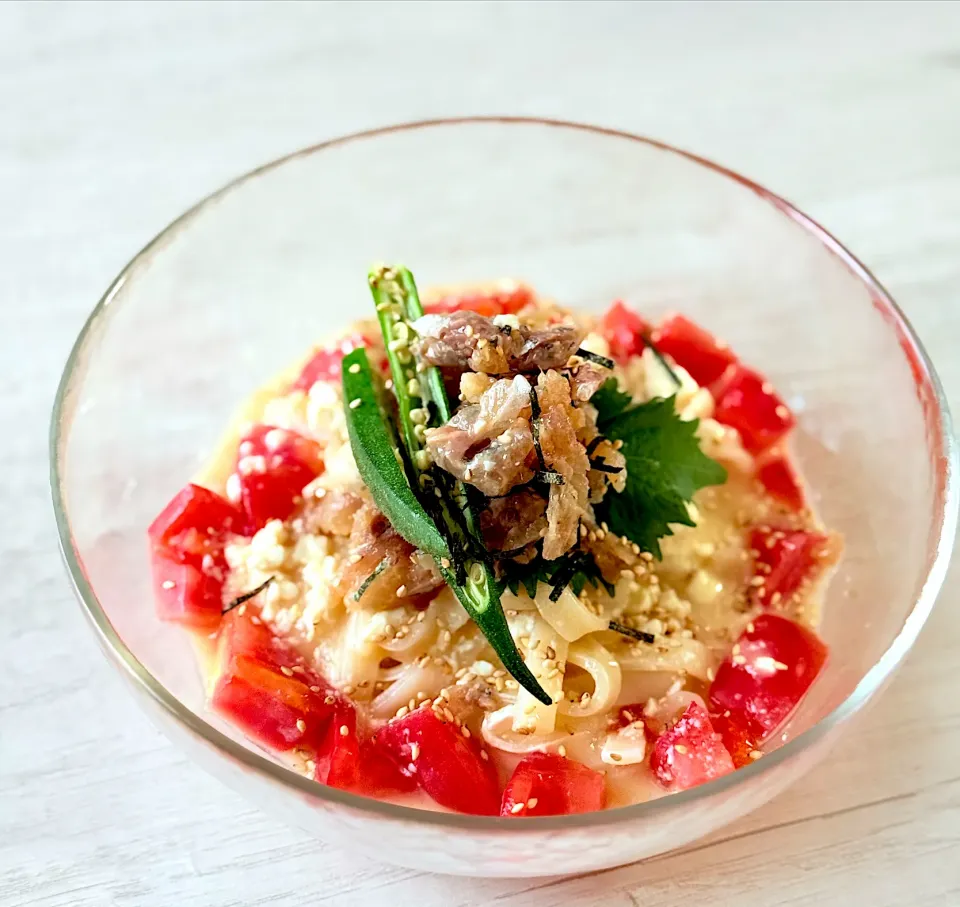 なめろう乗っけ豆腐味噌ダレ冷やしうどん|tap.rinさん