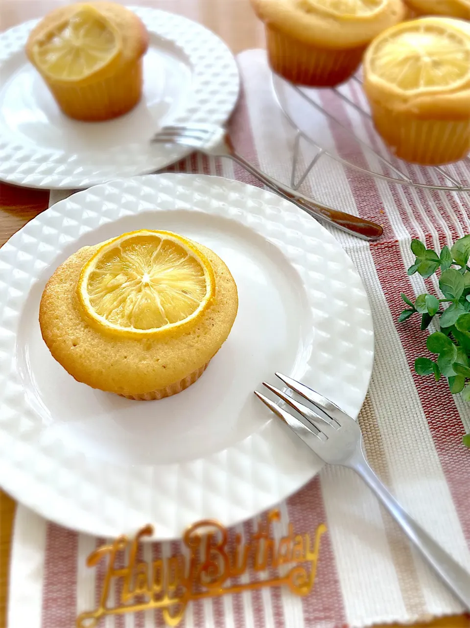 国産レモンのマフィン🍋でぽんすけさん♡お誕生日🎂おめでとうございます🎉|花🍀さん