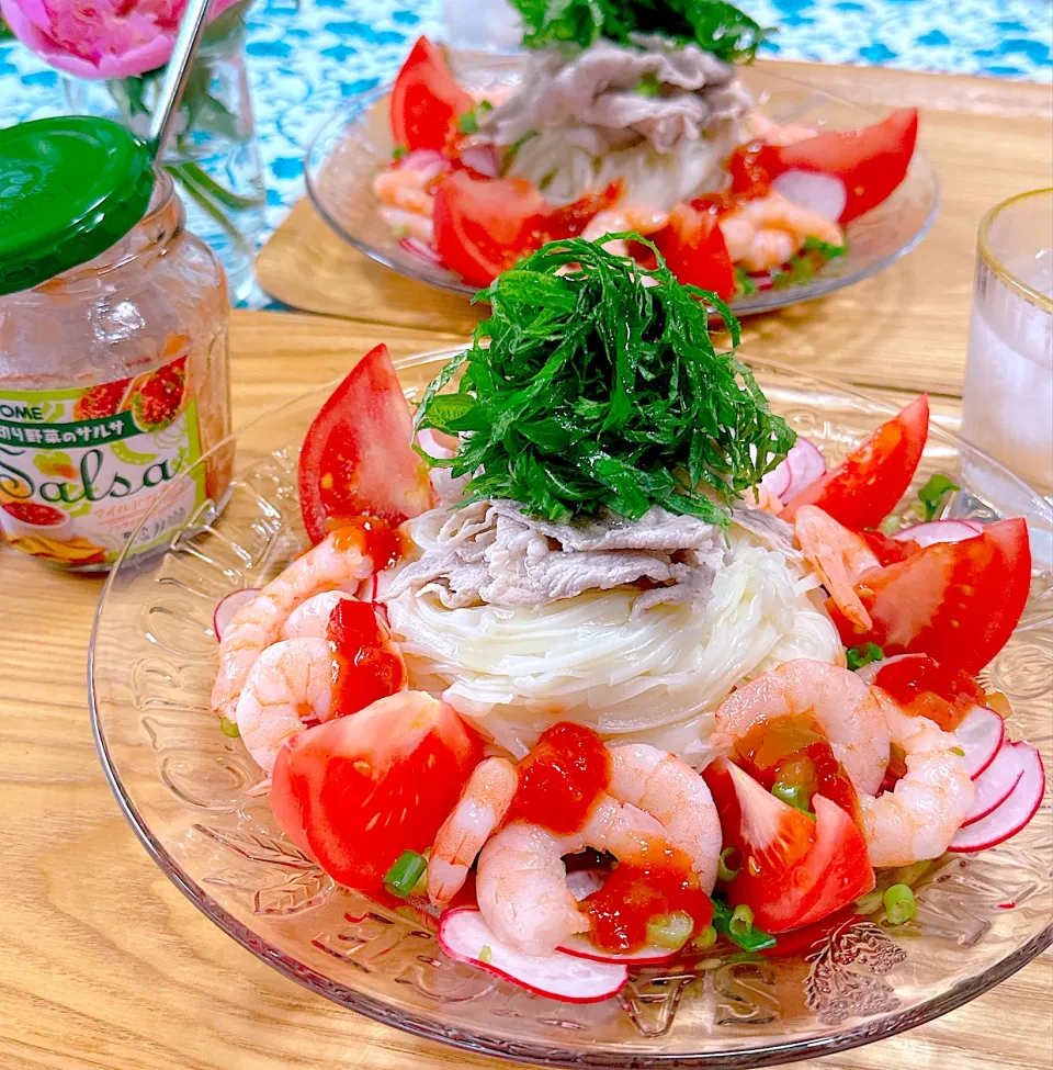 カゴメ　サルサさんの料理 冷しゃぶサルサ素麺|Blueberry🫐さん
