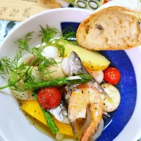 @きなこさんの料理 🔷フライパンde初めての🏠おうちアヒージョ🇪🇸🔷