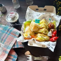 キューブサンドウィッチとチーズフレンチトースト  で 娘弁|meg*ˊᵕˋ*megさん