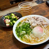 豚肉のそうめん たこときゅうりのカルパッチョ|まあくん🌈💙🧸さん