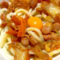 キムチ炒め釜玉うどん|Ayaさん