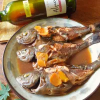 イサキの梅酒入り味噌煮🐟