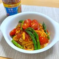 アスパラとトマトのパスタ|かすみんさん