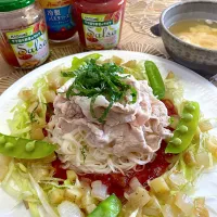 カゴメさんのサルサソースで冷しゃぶ素麺　野菜たっぷりで〜|Miyukiさん