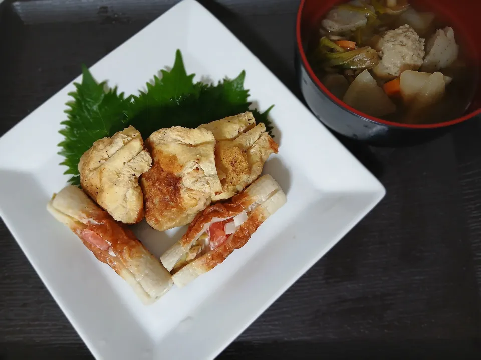 味噌マヨ巾着とアルモンデな味噌けんちん汁|ぽんすけさん