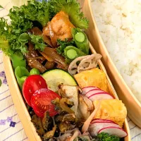 本日のお弁当〜鶏と牛蒡の甘辛炒め弁当| f.1125beさん