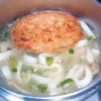 みぞれ仕立てのなめ茸と肉そぼろ入りとろみ付きコロッケうどん|darkbaronさん