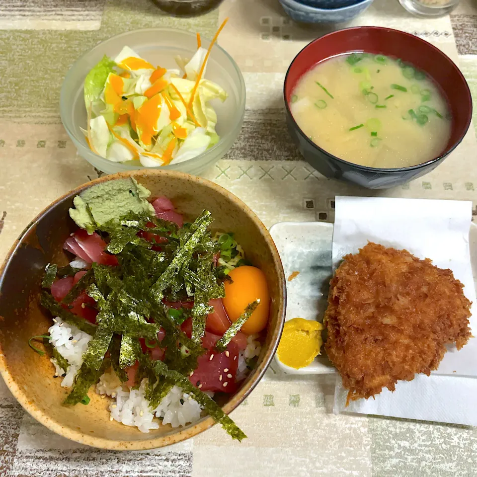 納豆鉄火丼 みに丼 ヒレカツ1枚セット|T. Wonderさん
