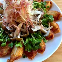 シャキッと♪きのこと茗荷の餃子サラダ|高野豆腐さん