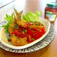 カゴメのざく切り野菜たっぷりのサルサは、真鰯のフライ〜メキシカンテイスト🌵