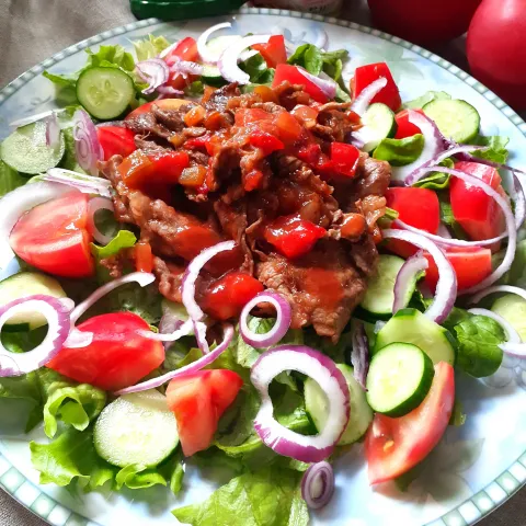 「サルサ」を使ってみたSnapdishの料理・レシピ写真:サルサを使って！焼き肉サラダ🥗