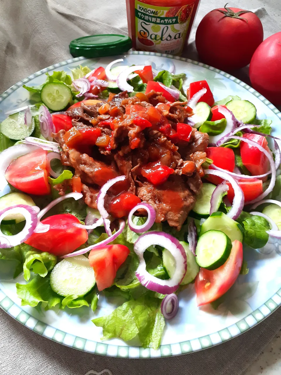 サルサを使って！焼き肉サラダ🥗|fumfumさん