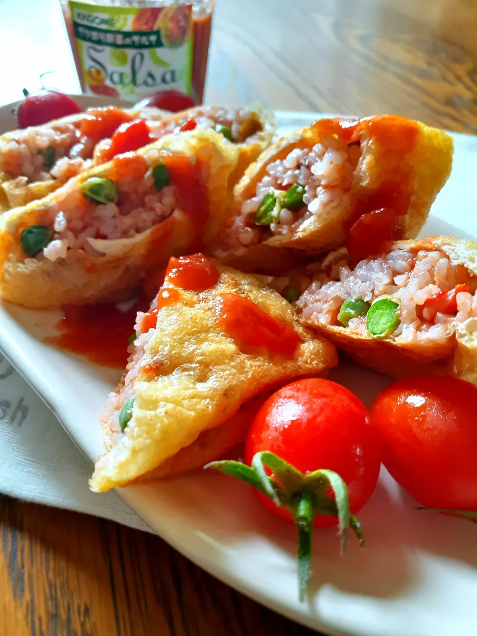 十八穀米&サルサの焼きいなり🍅|fumfumさん