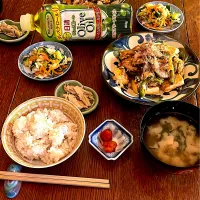 晩ごはん♯ゴーヤチャンプルー♯もち麦ごはん|小松菜さん