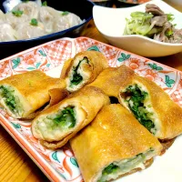 油揚げのチーズ水菜巻き