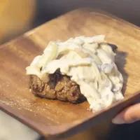 ステーキにきのこシチューかけ|えりさん