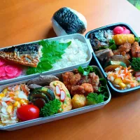 次男・私弁当&おにぎり