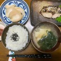 夕食　サワラの塩焼き定食|ATさん