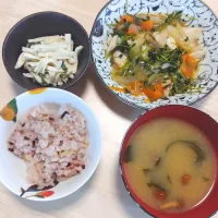 2025 0528　鱈と豆苗のレンジ生姜蒸し　大根のしそマヨサラダ　なめことわかめのお味噌汁| いもこ。さん