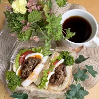 5/16❤︎黒毛和牛焼肉わんぱくサンド🥪🌱
お弁当の残り物で…|Makinsさん