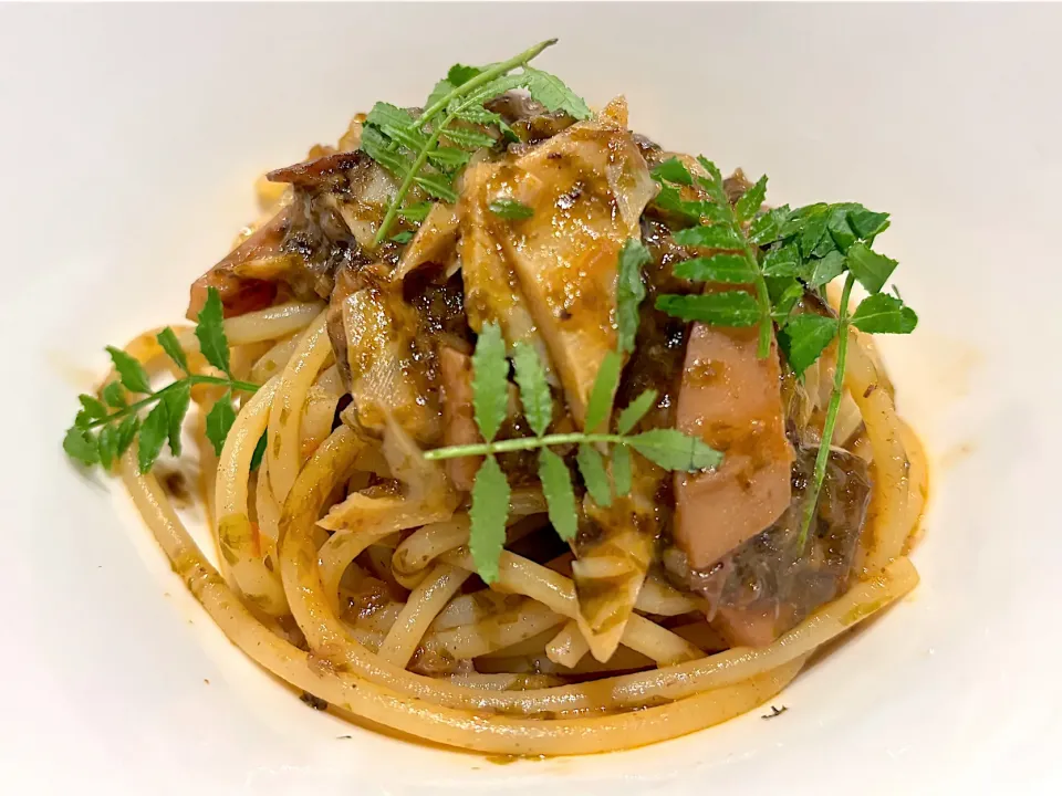 イタリアン🇮🇹コース・⑥コウイカ🦑と青のりのパスタ🍝😋✨|山勝さん