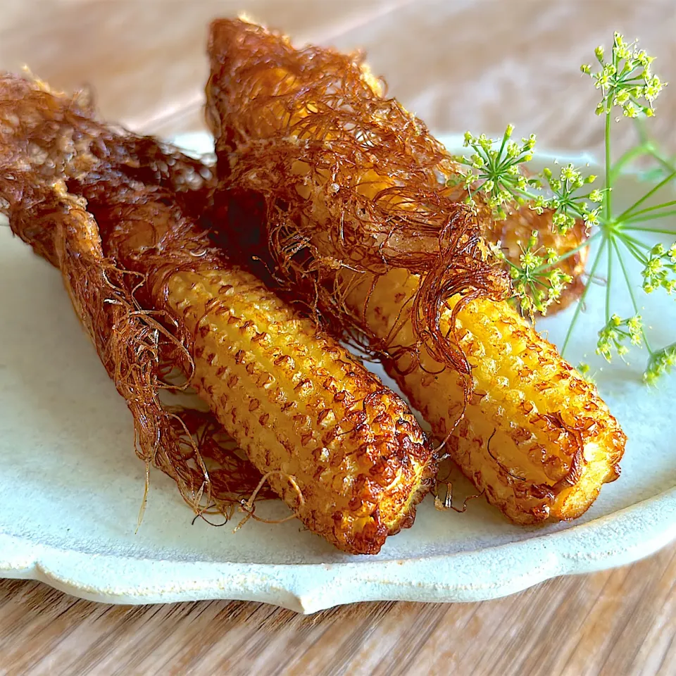 ヤングコーンのひげ巻き揚げ|みずほさん