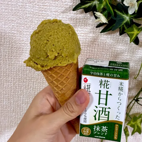 「プラス糀 糀甘酒 LL 抹茶ブレンド」を使ってみたSnapdishの料理・レシピ写真:糀甘酒ジェラート🍨抹茶フレーバー🍵