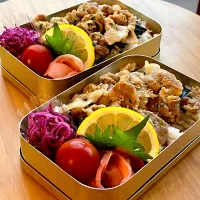 わが家の働く男弁当　　　　　　　　　　　　　　生姜漬けの焼肉が食欲そそるね。|kimi kimi kitchenさん