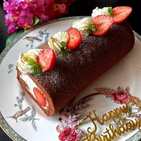 とんちんさんの料理 誕生日にチョコレートロールケーキ|とんちんさん