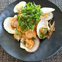 採れたてホタテのスパゲティ😋
