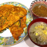 ニラチヂミ・しめじともやしの中華スープ|ゆずっこさん