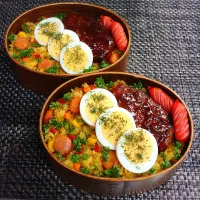 母とムスコのラブラブおソロ♪洋食屋さん風!高校生様ランチ弁当