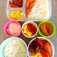 焼き鮭弁当。旦那さん、娘弁当。|ゆーこ。さん