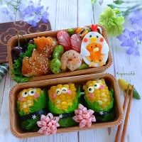 🌿🌽🐔🐥🌽🌿
とうもろこしおにぎりと
ピヨピヨ卵弁当|ayano.adshさん