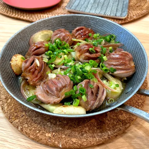 「日清さらっと軽～いオリーブオイル」を使ってみたSnapdishの料理・レシピ写真:砂肝と茗荷の和風アルモンデアヒージョ