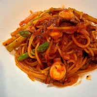 タコとアスパラのトマトパスタ|Yochipyさん