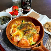 6/6晩ご飯：ズッキーニとトマトのチーズ焼き|ななみんさん