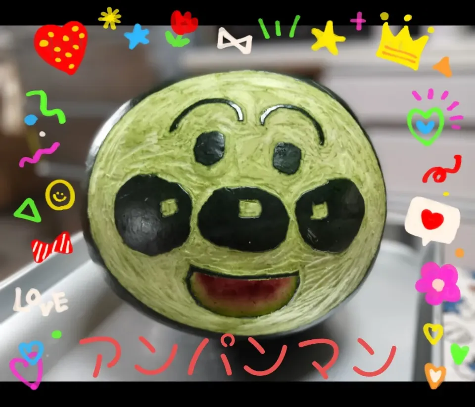 🍉アンパンマンのスイカアート|みよぱさん