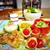 レタスとアイコさん豚巻きなど。|tonaさん