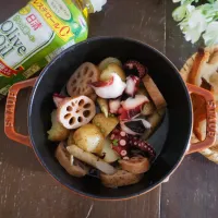 山椒ピリッとタコと根菜のアヒージョ|seiko_funfoodさん