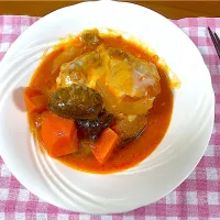 とりのとまとチーズ煮|ぽんぽこまめだ。さん