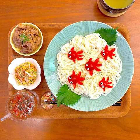 「クレイジーソルト」を使ってみたSnapdishの料理・レシピ写真:金魚そうめんのおぼんごはん