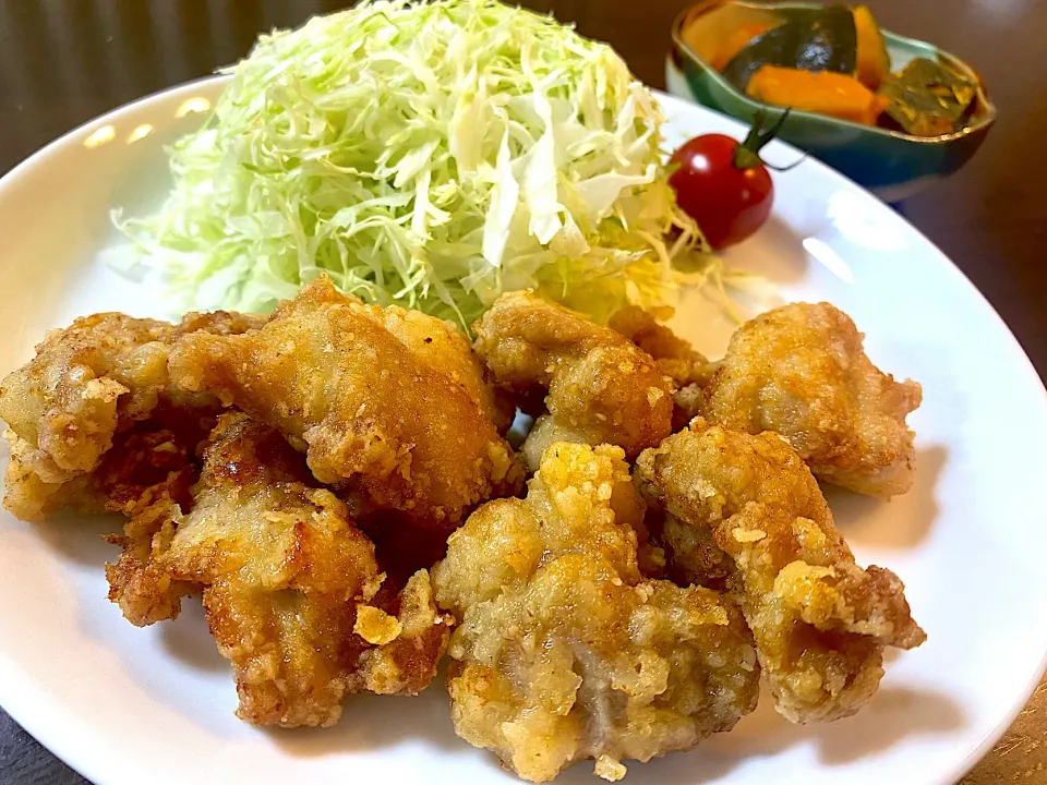 唐揚げとカボチャの煮物|単身赴任のっちさん