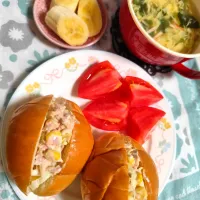 ツナキャベツコーンサンドで朝ごはんメニュー