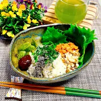 たまには贅沢！鯛と鮭の冷茶漬け|まめもにおさん